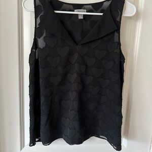 Romantic Deep Black Sheer Dark Hearts Blouse Chelsea28 Whimsygoth, Sheer, NWOT‎